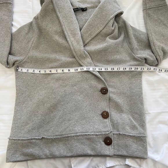 Doe & Rae Gray Hooded Button Front Cardigan Sweater Jacket Cozy Cotton Blend-L - Picture 7 of 8